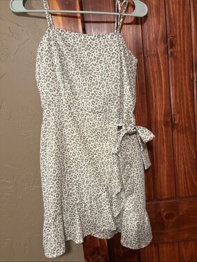 Altar'd State Cream & Taupe Leopard Print Tie-Waist Mini Dress